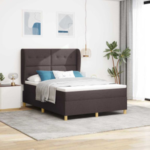 vidaXL Boksfjær Seng med hodegjerde Mørk brun 200 x 140 cm stoff