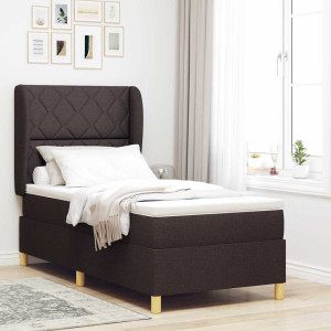 vidaXL Boksfjær Seng med hodegjerde Mørk brun 200 x 100 cm stoff