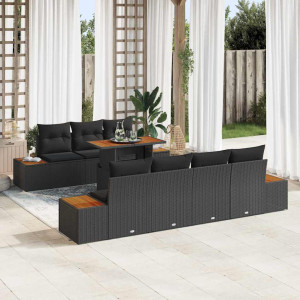 vidaXL Hagesofa Set 8 stk. Svart Poly rattan