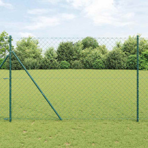 vidaXL Kjedegrindstøtte 25 x 1,6 m PVC-belagt stål Grønn Mesh