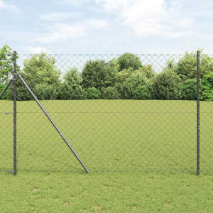 vidaXL Kjedegrindstøtte 10 x 1,5 m PVC-belagt stål Grå Mesh