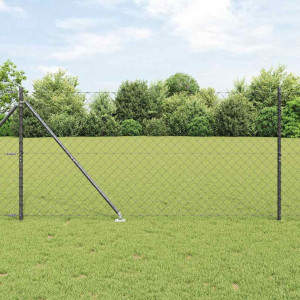 vidaXL Kjedefence med topper 10 x 1,2 m PVC-belagt stål Grå Mesh