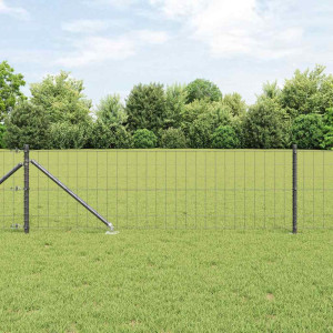 vidaXL Euro-gjerde med pigger 25 x 0,4 m PVC-belagt stål Grå Mesh