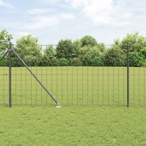vidaXL Euro-gjerde med pigger 25 x 1 m PVC-belagt stål Grå Mesh