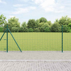 vidaXL Eurogjerde med betongfundament 10 x 0,8 m PVC-belagt stål Grønn
