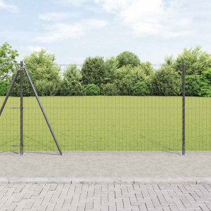 vidaXL Eurogjerde med betongfundament 10 x 1,2 m PVC-belagt stål Grå