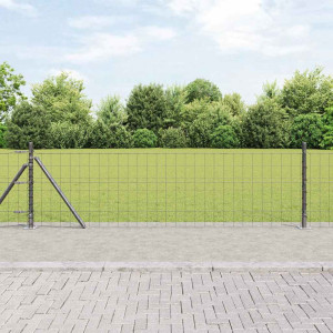 vidaXL Eurogjerde med betongfundament 25 x 0,4 m PVC-belagt stål Grå