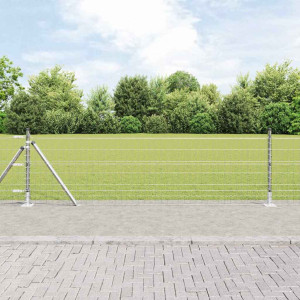 vidaXL Eurogjerde med betongfundament 25 x 0,6 m Galvanisert stål Sølv