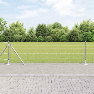 vidaXL Ute Euro gjerde med betongbunn 25 x 0,6 m Galvanisert stål Sølv