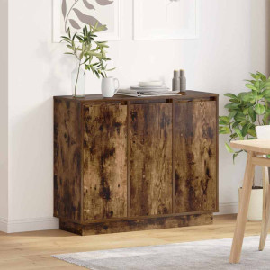 vidaXL LED sideboard Røkt eik 90 x 32 x 75 cm Konstruert tre