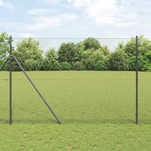 vidaXL Sekskantet gjerde grunstift 10 x 1,5 m PVC-belagt stål Grå Mesh