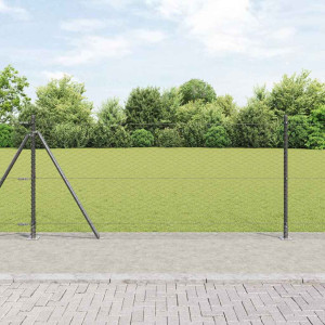 vidaXL Sekskantet gjerde med betongbase 10 x 0,8 m PVC-belagt stål Grå