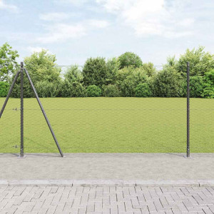 vidaXL Sekskantet gjerde med betongbase 10 x 1,2 m PVC-belagt stål Grå