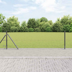 vidaXL Sekskantet gjerde med betongbase 25 x 0,6 m PVC-belagt stål Grå
