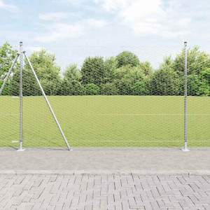 vidaXL Sekskantet gjerde med betongbase 25 x 1,5 m Galvanisert stål