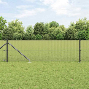 vidaXL Svweiende trådgjerde med spisser 10 x 0,8 m PVC-belagt stål Grå