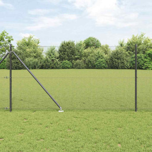 vidaXL Svweiende trådgjerde med spisser 25 x 1 m PVC-belagt stål Grå