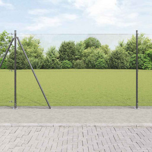 vidaXL Sveistgjerde med Betongbase 25 x 1,5 m PVC-belagt stål Grå Mesh