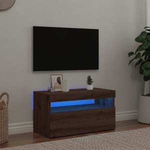 vidaXL TV-benk med LED-lys artisan eik 75x35x40 cm konstruert tre