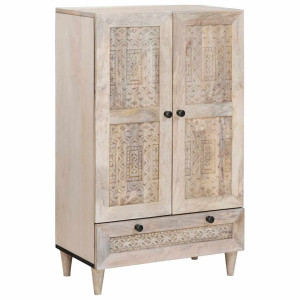vidaXL Høyskap Hvit 60 x 33 x 100 cm heltre mango