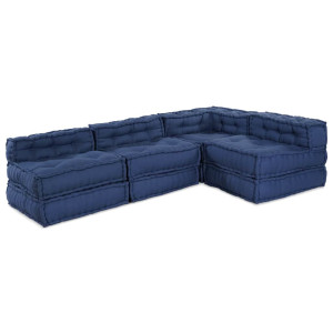 vidaXL Modulsofa-enhet Stoff Indigo 210 x 140 x 56 cm