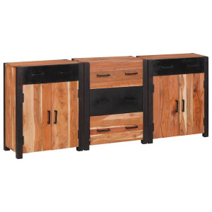 vidaXL Serviesskap 3 stk. Brun 165 x 30 x 75 cm Solid akasietre