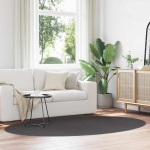 vidaXL Områdetepper Oval HUARTE Antrasitt 160 x 230 cm 100% Polyester