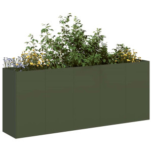 vidaXL Plantekasse olivengrønn 200x40x80 cm kaldvalset stål