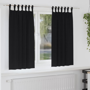 vidaXL Mørkleggende Gardiner med Ringer 2 stk. Svart 175 x 140 cm