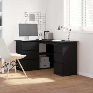 vidaXL Skrivebord Svart Eik Konstruert tre 145 x 100 x 76 cm