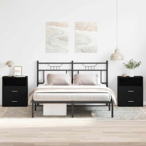 vidaXL Nattbord 2 stk. Svart Eik 50 x 32 x 60cm Konstruert tre
