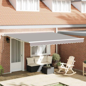 vidaXL Uttrekkbar markise Lysegrå 400 × 350 cm Stoff og Aluminium