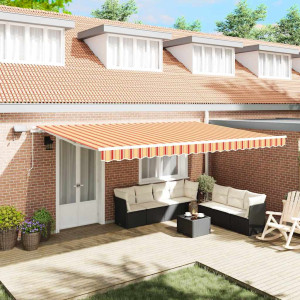 vidaXL Uttrekkbar markise Gul og oransje 500 × 350 cm