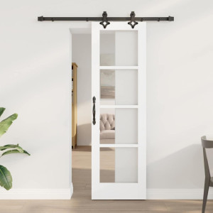 vidaXL Skyvedør Hvit 61 x 198,5 cm Massivt furutre og glass