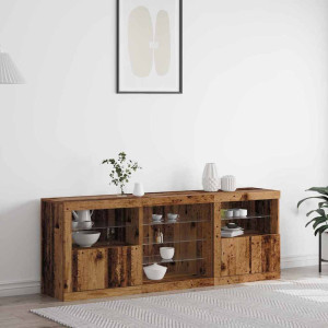 vidaXL LED sideboard Gammelt tre 181,5 x 37 x 67 cm Konstruert tre