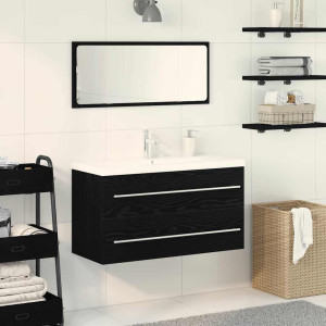 vidaXL Baderomsvaskeskap 3 stk. Svart Eik 90 x 38,5 x 48 cm
