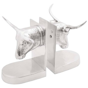 vidaXL Bokstøtter 2 stk. sølv 21,5 x 15,5 x 20 cm Aluminium