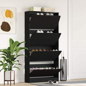 vidaXL Sko Skap 80 x 21 x 163,5 cm Konstruert tre Svart Eik