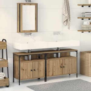 vidaXL Baderomsspeilskap 3 stk. Brun 80 x 30 x 60 cm Konstruert tre