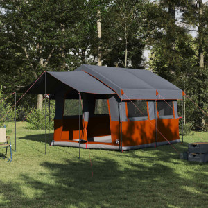 vidaXL Familietet 4-personer med tak Grå og Oransje 324 x 255 x 230 cm