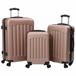 vidaXL Koffert med lås 3 stk. Rosegull 50 x 31 x 78 cm ABS-plast