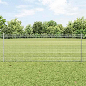 vidaXL Sveiset trådgjerde med stolper 10 x 0,8 m Galvanisert stål Sølv