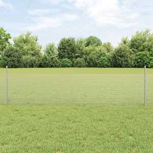 vidaXL Sveiset trådgjerde med stolper 50 x 0,5 m Galvanisert stål Sølv