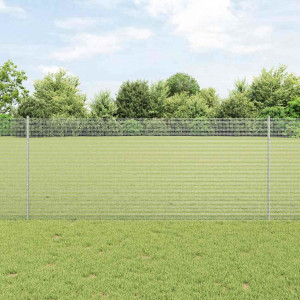 vidaXL Sveiset trådgjerde med stolper 50 x 1 m Galvanisert stål Sølv