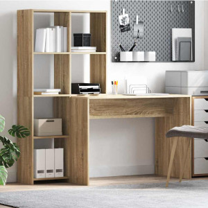 vidaXL Skrivebord Sonoma eik Konstruert tre 138,5 x 55 x 143 cm
