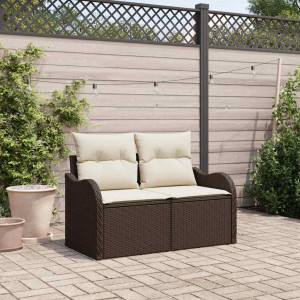 vidaXL Hagemøbelsofa med pute Brun 121 x 62 x 69cm polyrotting