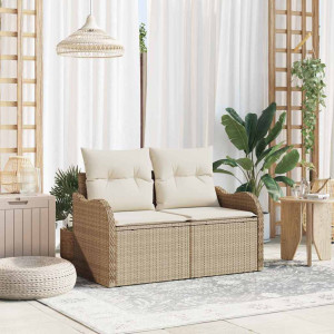 vidaXL Hagemøbelsofa med pute Beige 121 x 62 x 69cm polyrotting
