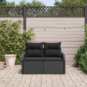 vidaXL Hagemøbelsofa med pute Svart 121 x 62 x 69cm polyrotting