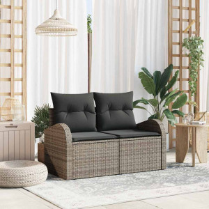 vidaXL Hagemøbelsofa med pute Grå 124 x 62 x 69cm polyrotting