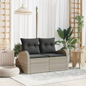 vidaXL Hagemøbelsofa med pute Lysegrå 124 x 62 x 69cm polyrotting